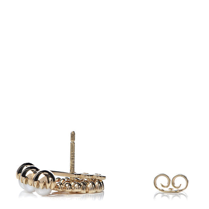 Gucci 18K Yellow Gold Pearl Single GG Running Earring 3 of 5