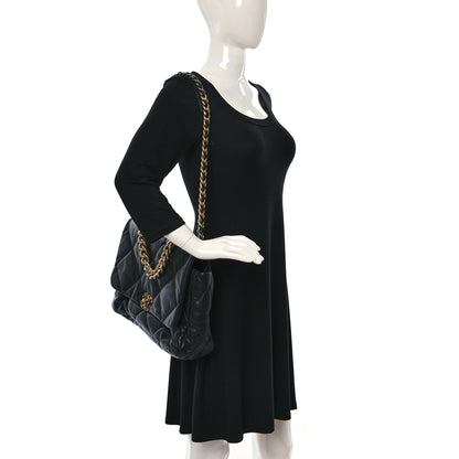Chanel Shiny Goatskin Quilted Maxi Chanel 19 Flap Black 2 of 10