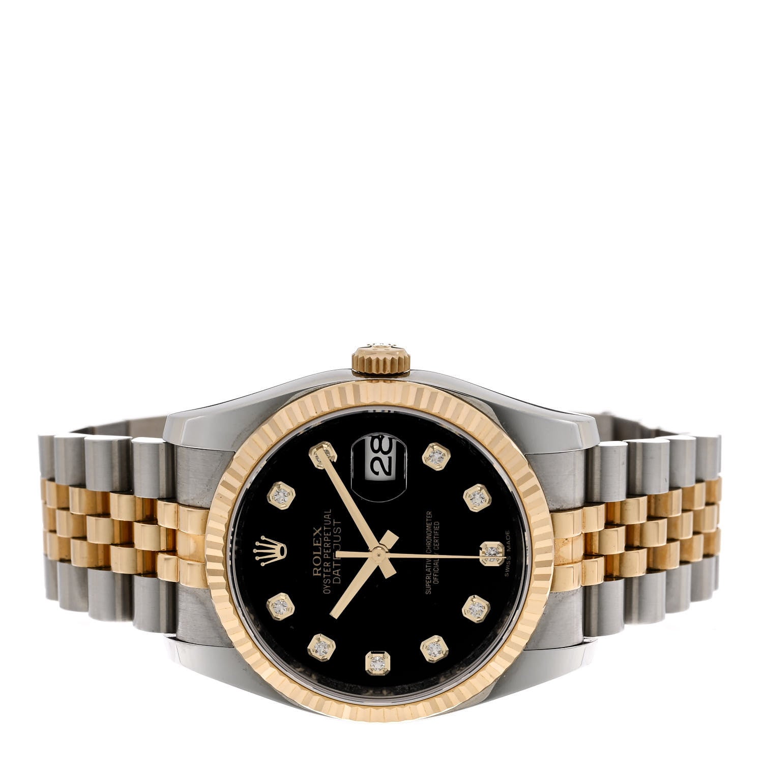 Rolex Stainless Steel 18K Yellow Gold Diamond 36mm Oyster Perpetual Datejust Watch Black 116233 2 of 5
