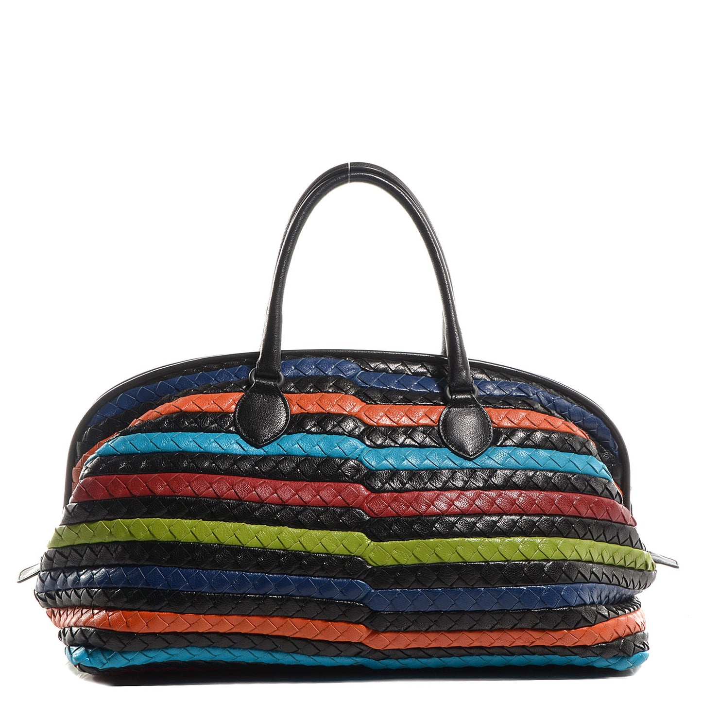 Intrecciato Shiny Goatskin Satchel Multicolor