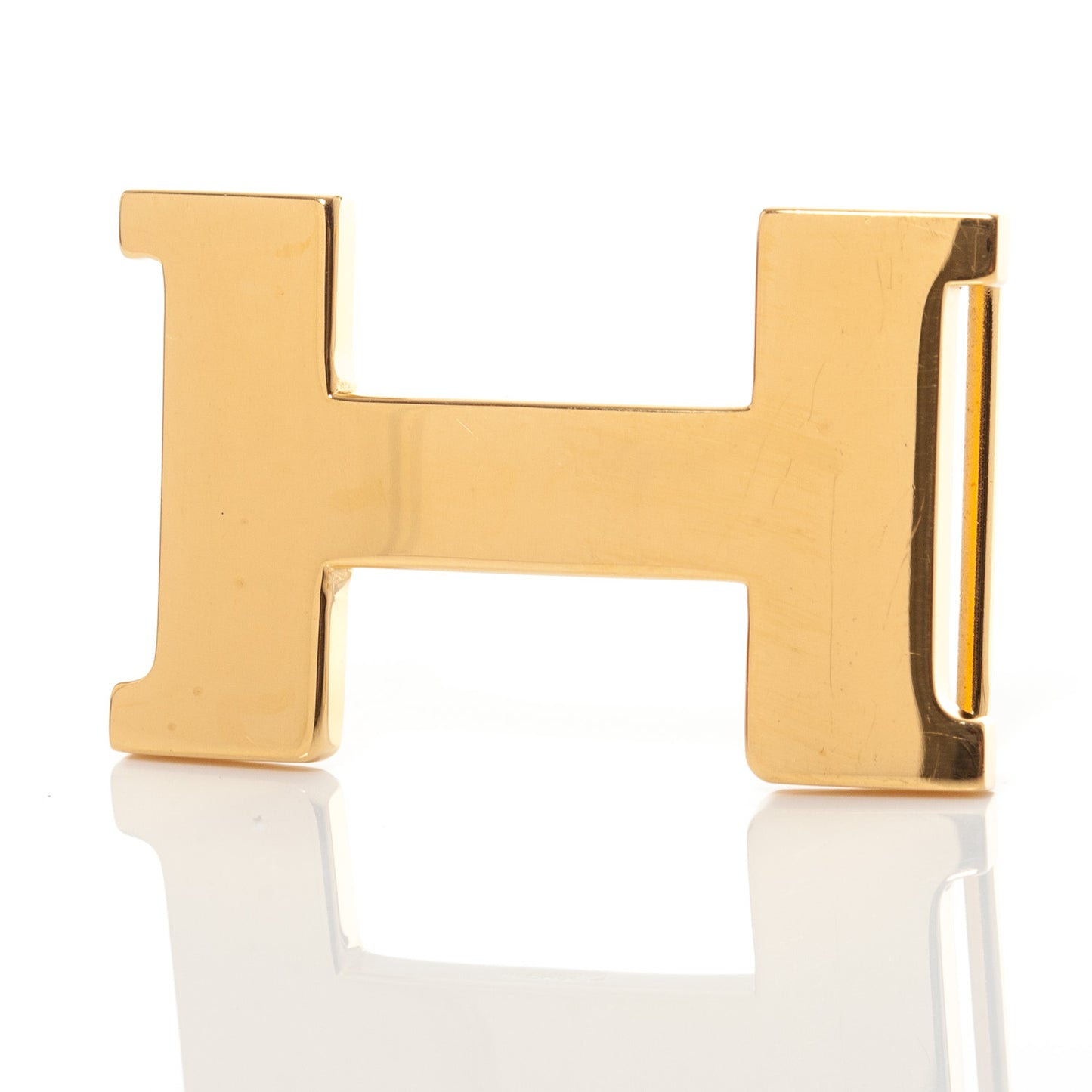 Thin Mini Reversible H Belt 78 Gold Black