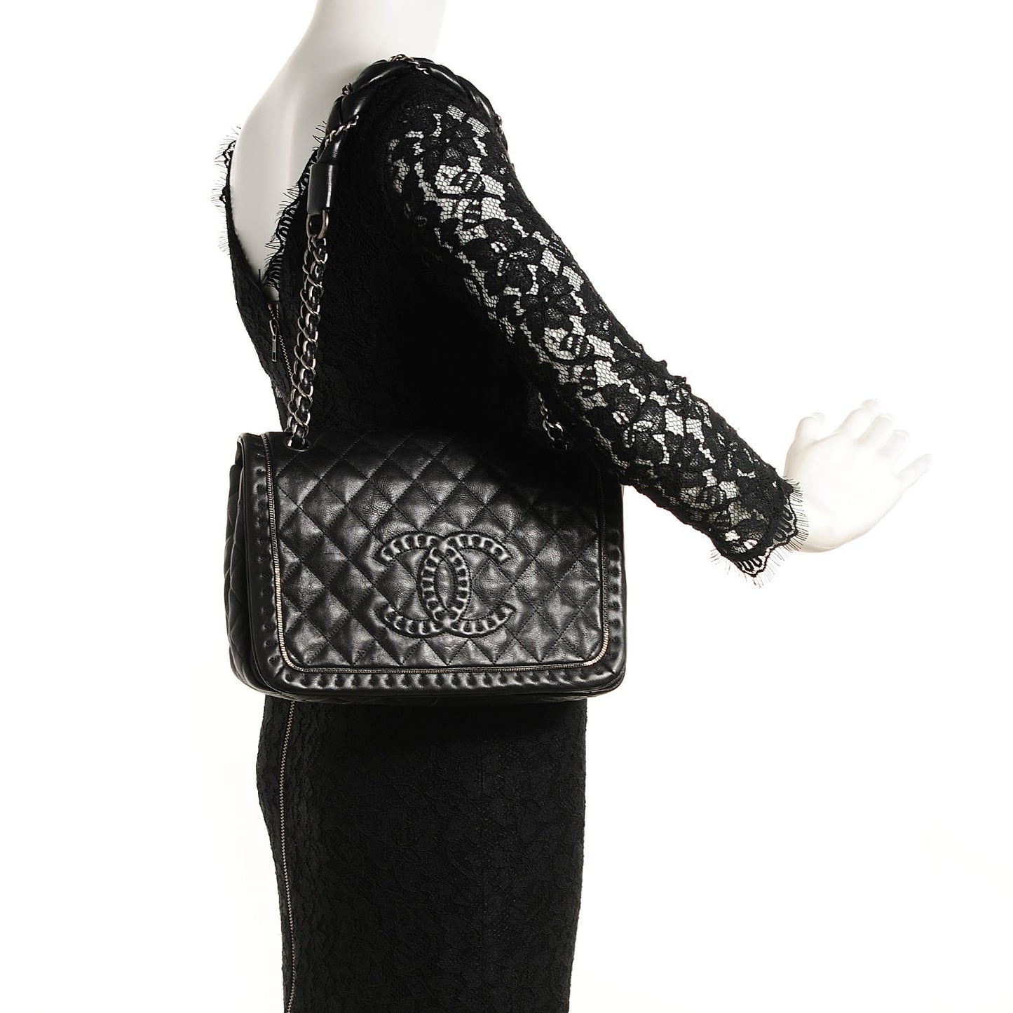 Calfskin Quilted Large Istanbul Flap Black