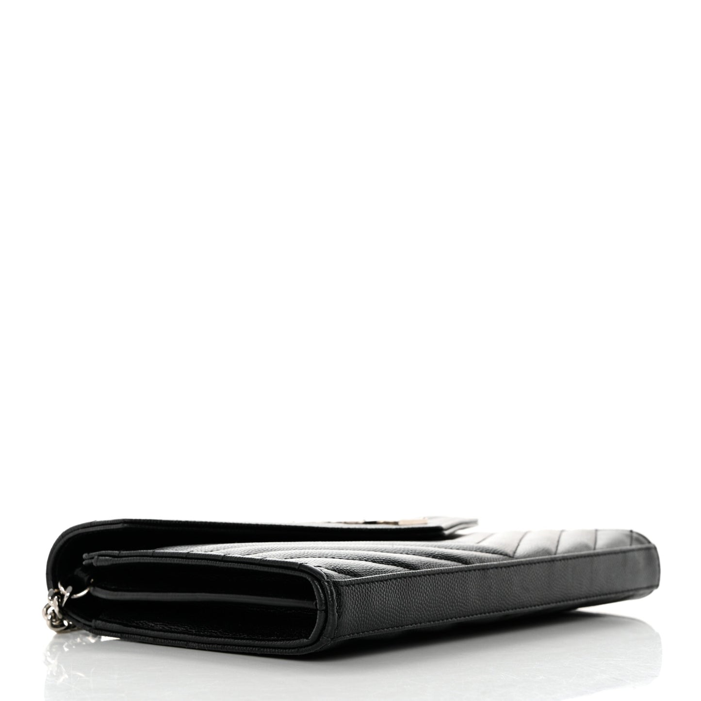 Grain De Poudre Matelasse Chevron Monogram Chain Wallet Black