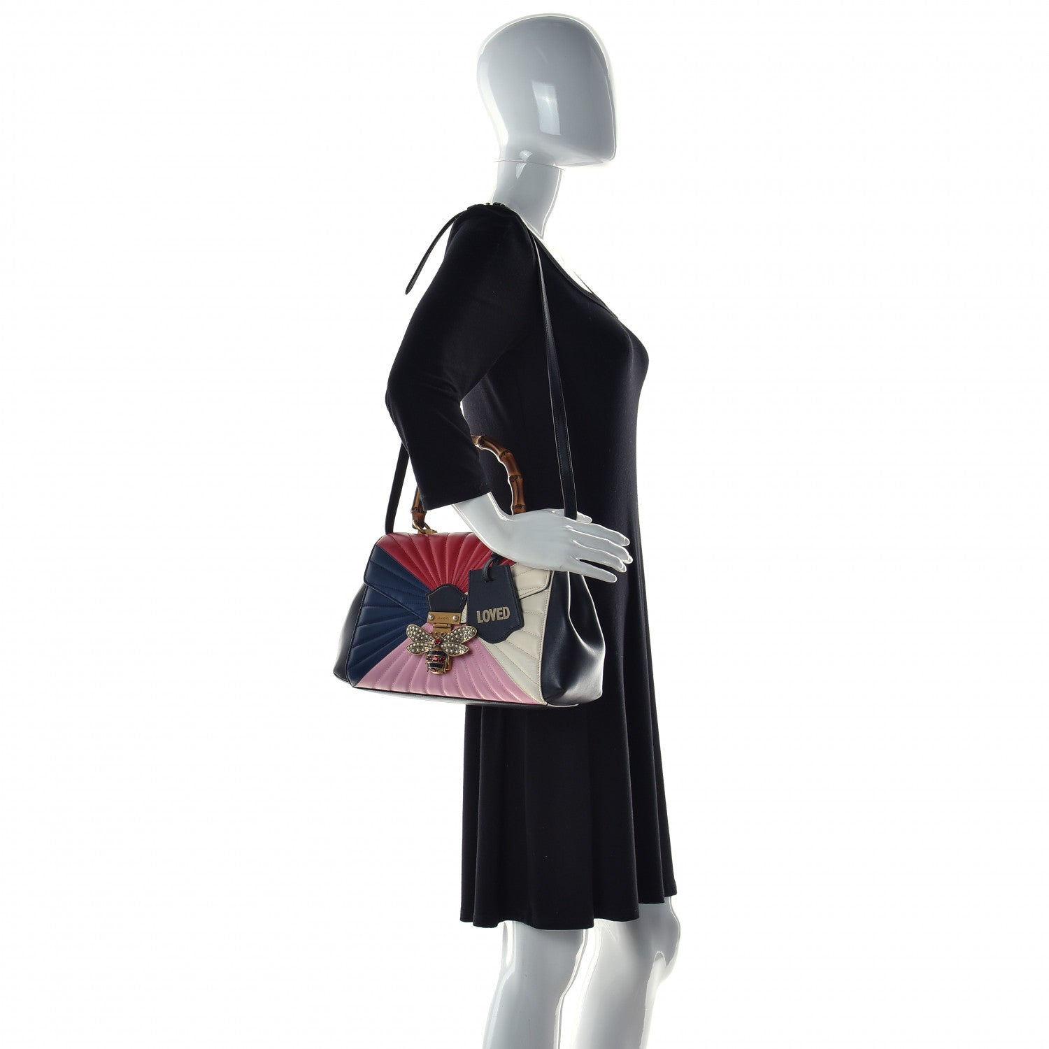 Gucci Calfskin Bamboo Trapuntata Queen Margaret Top Handle Bag Blue Agata Hibiscus Red Mystic White Sugar Pink 2 of 10