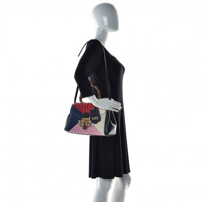 Gucci Calfskin Bamboo Trapuntata Queen Margaret Top Handle Bag Blue Agata Hibiscus Red Mystic White Sugar Pink 2 of 10