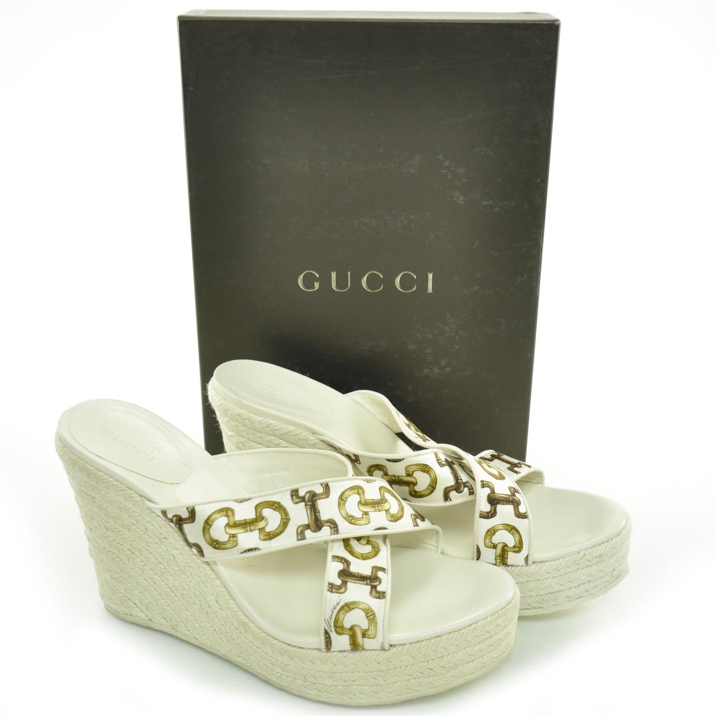 Bamboo Horsebit Print Espadrille Wedge Sandals 8.5