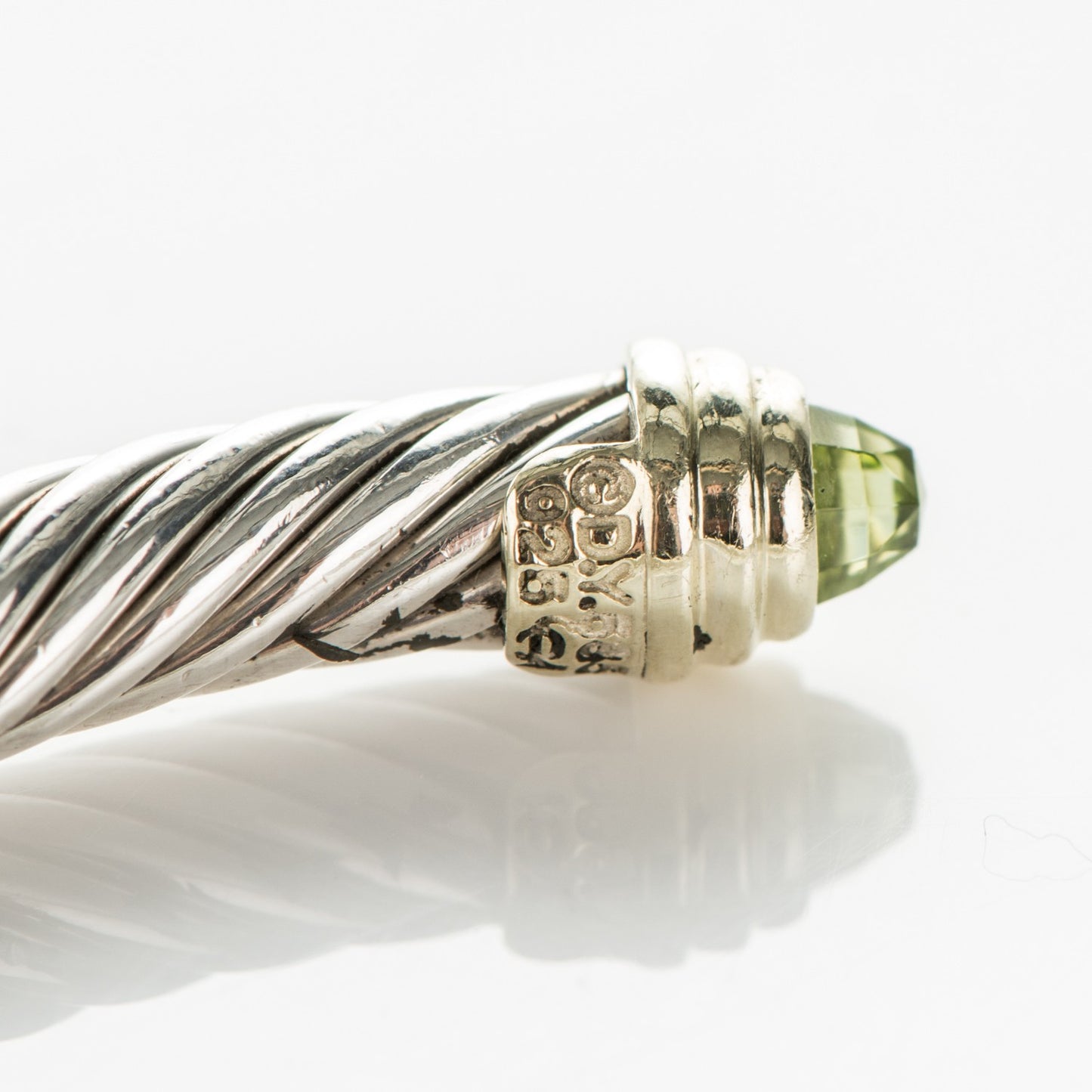 Sterling Silver 14K Yellow Gold Peridot 5mm Cable Classics Bracelet