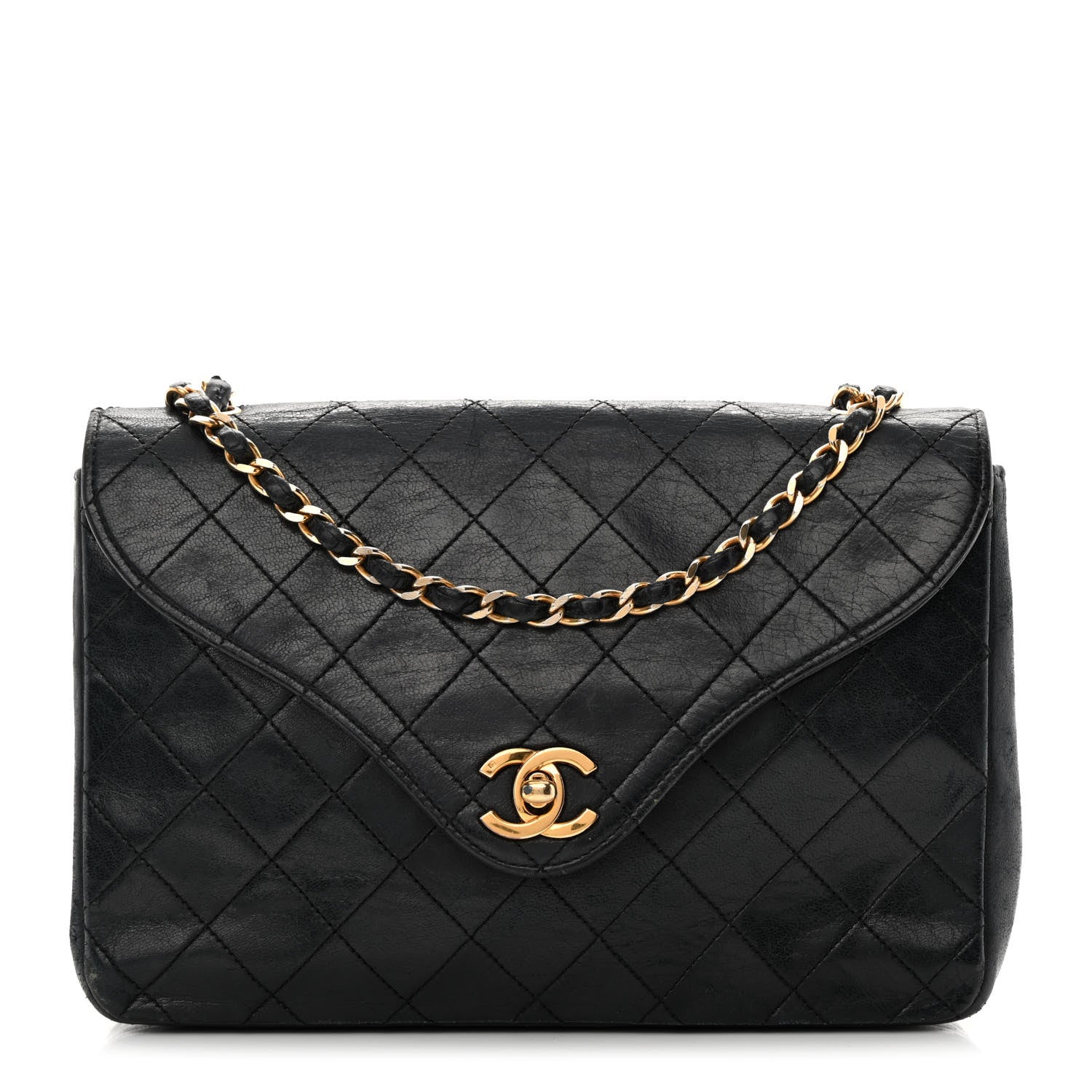 Chanel Lambskin Diamond Stitch Envelope Single Flap Black 1 of 23