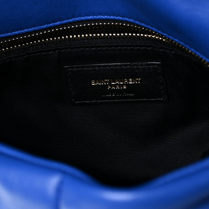 Saint Laurent Lambskin Quilted Small Loulou Puffer Monogram Chain Satchel Majorele Blue 9 of 11