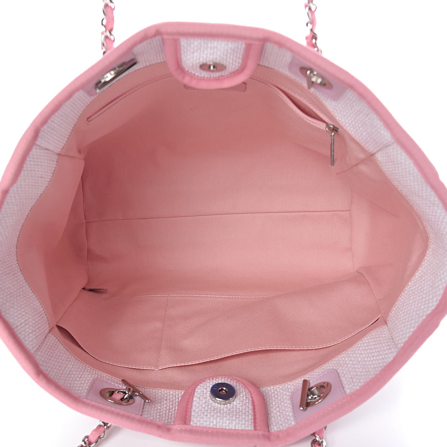 Chanel Woven Straw Raffia Small Deauville Tote Pink 5 of 15