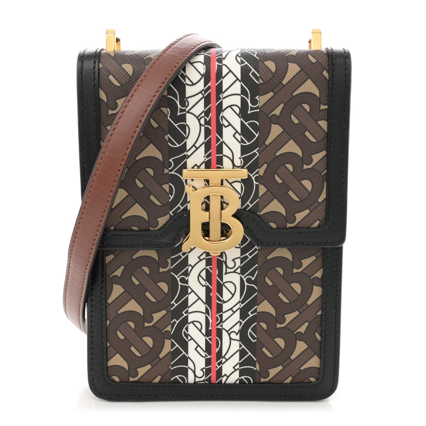 E-Canvas Monogram Stripe Robin Bag Bridle Brown