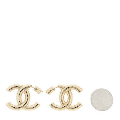 Chanel Metal Large CC Earrings Light Gold 2 of 4