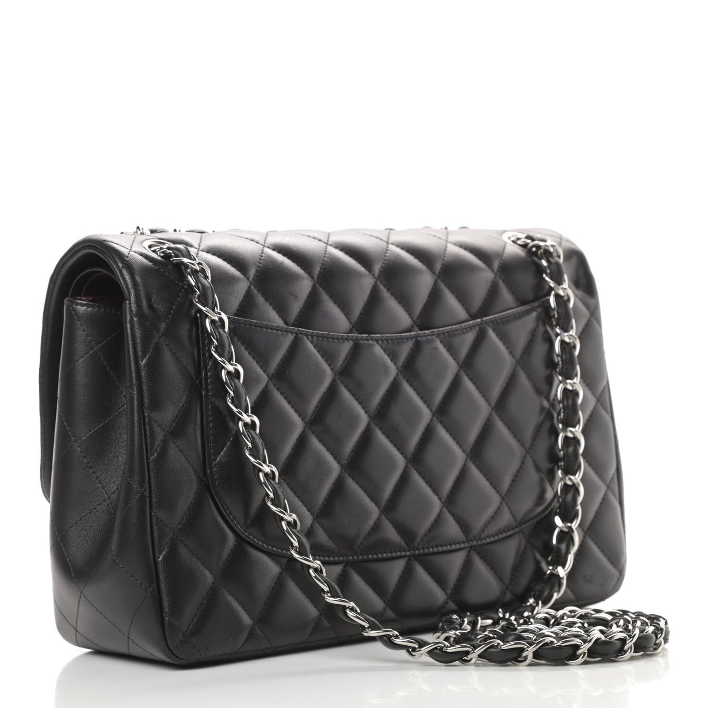 Lambskin Quilted Jumbo Double Flap Black