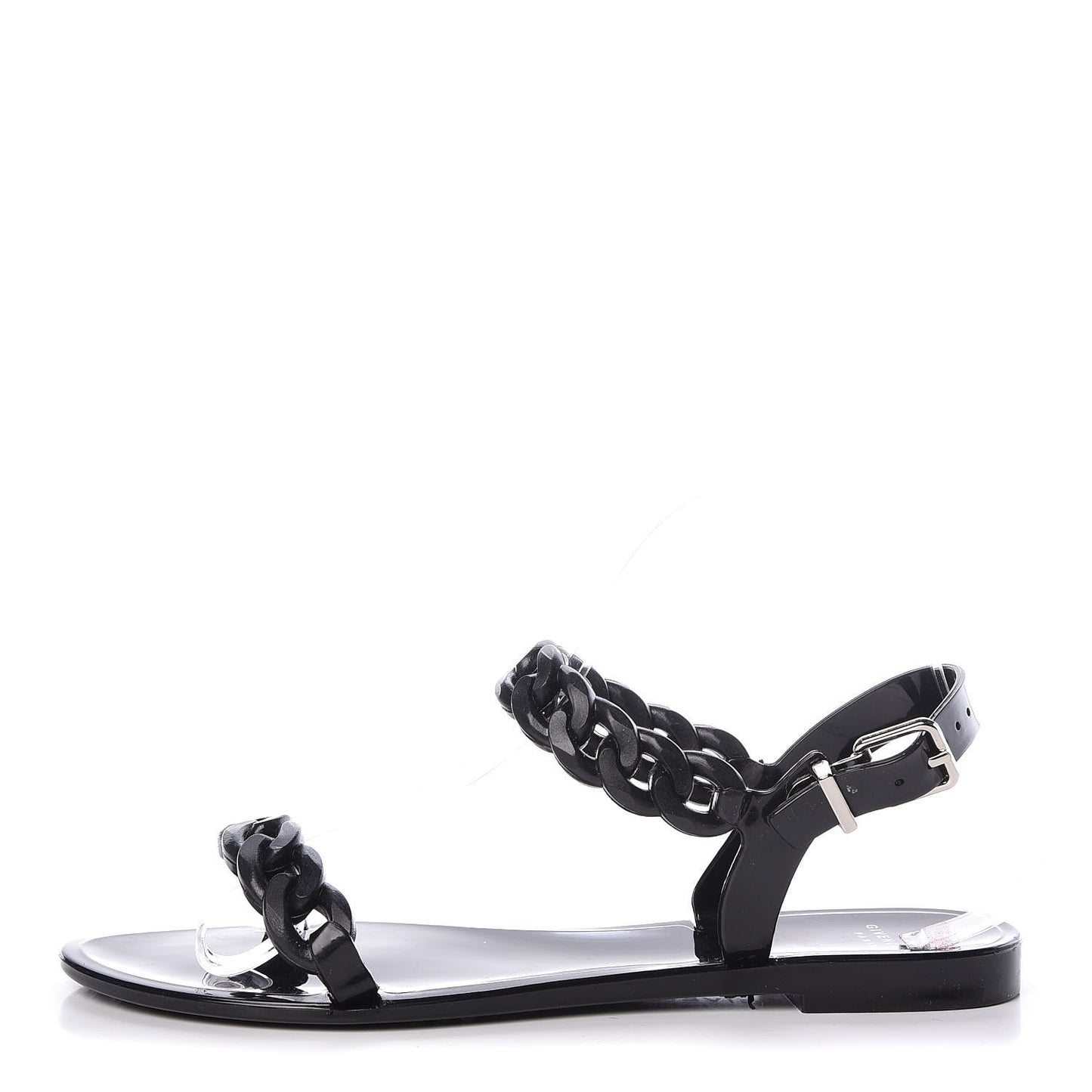 Jelly Chain Sandal Flats 38 Black