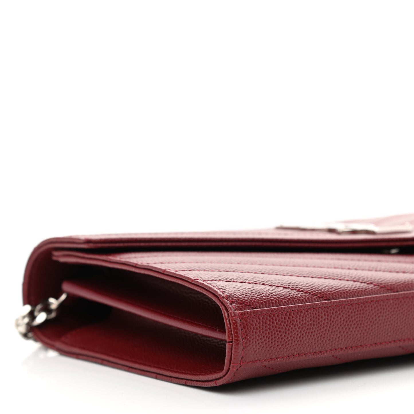 Grain De Poudre Matelasse Chevron Monogram Chain Wallet Palissandre