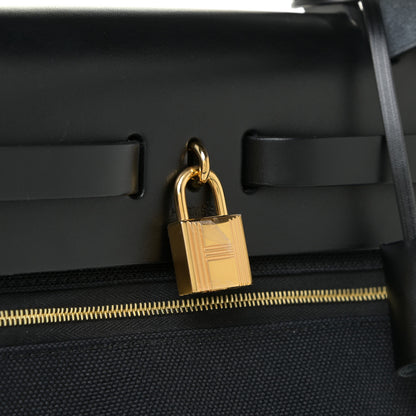 Hermes Military Toile Vache Hunter Herbag Zip PM 31 Black 11 of 17