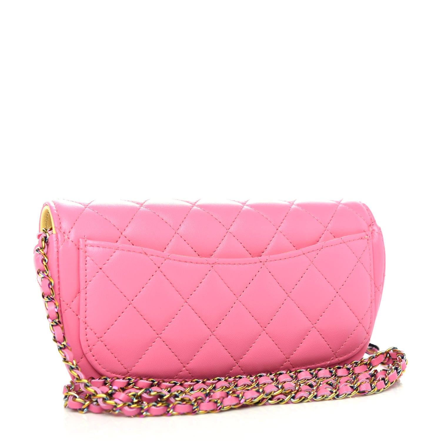 Chanel Lambskin Quilted Glasses Case With Chain Pink Yellow 3 of 12