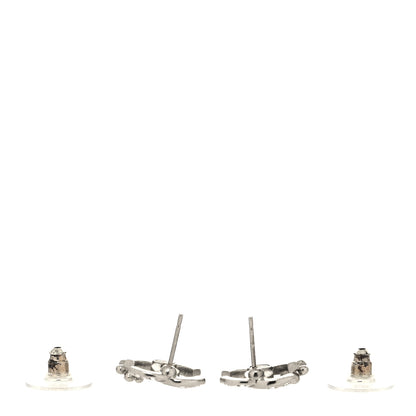 Chanel Crystal Pearl Camellia CC Earrings Silver 3 of 4
