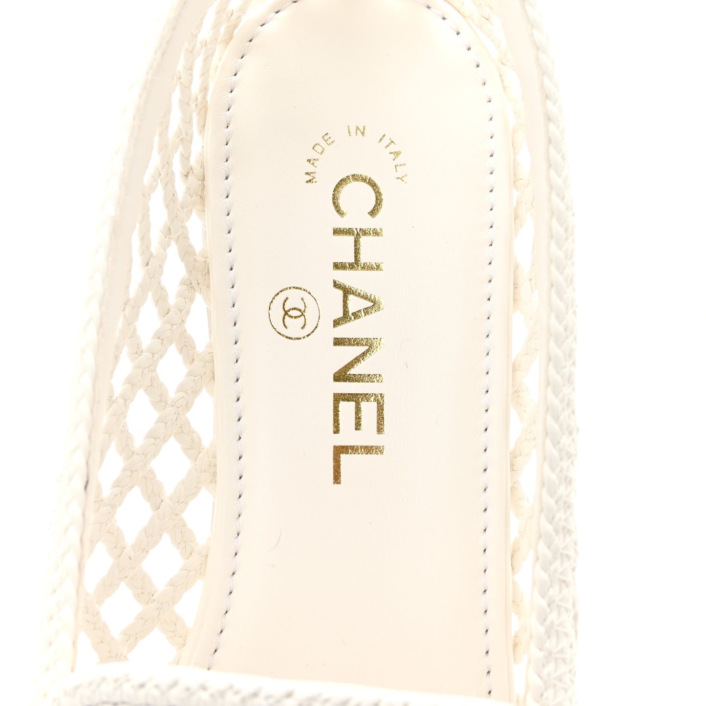 Braided Lambskin CC Mocassin Loafers 41 White