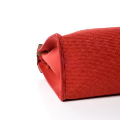 Hermes Vache Hunter Toile Herbag Zip 31 PM Rouge Tomate Natural 6 of 10
