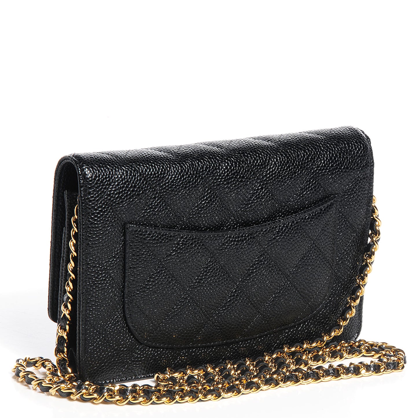 Caviar Quilted Wallet On Chain WOC Black