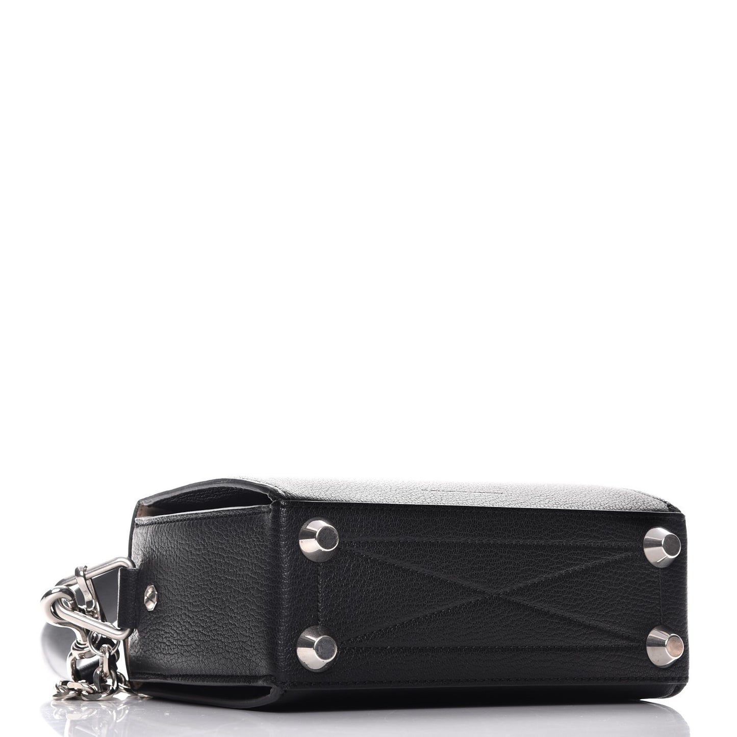 Fine Grain Goatskin Box Shoulder Bag 19 Black