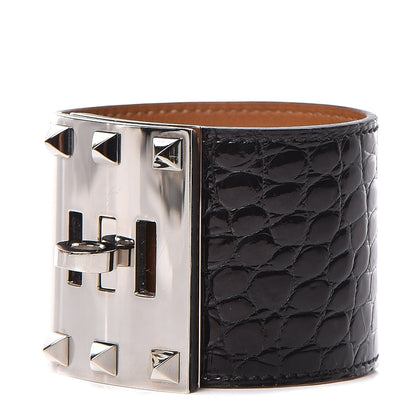 Hermes Shiny Alligator Kelly Extreme Bracelet S Black 1 of 5