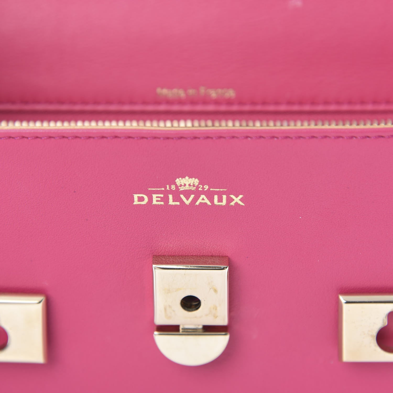 Delvaux Calfskin MM Tempete Satchel Fuchsia 6 of 13