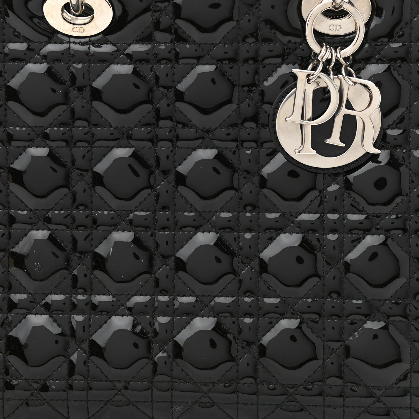 Patent Cannage Large Lady Dior Black