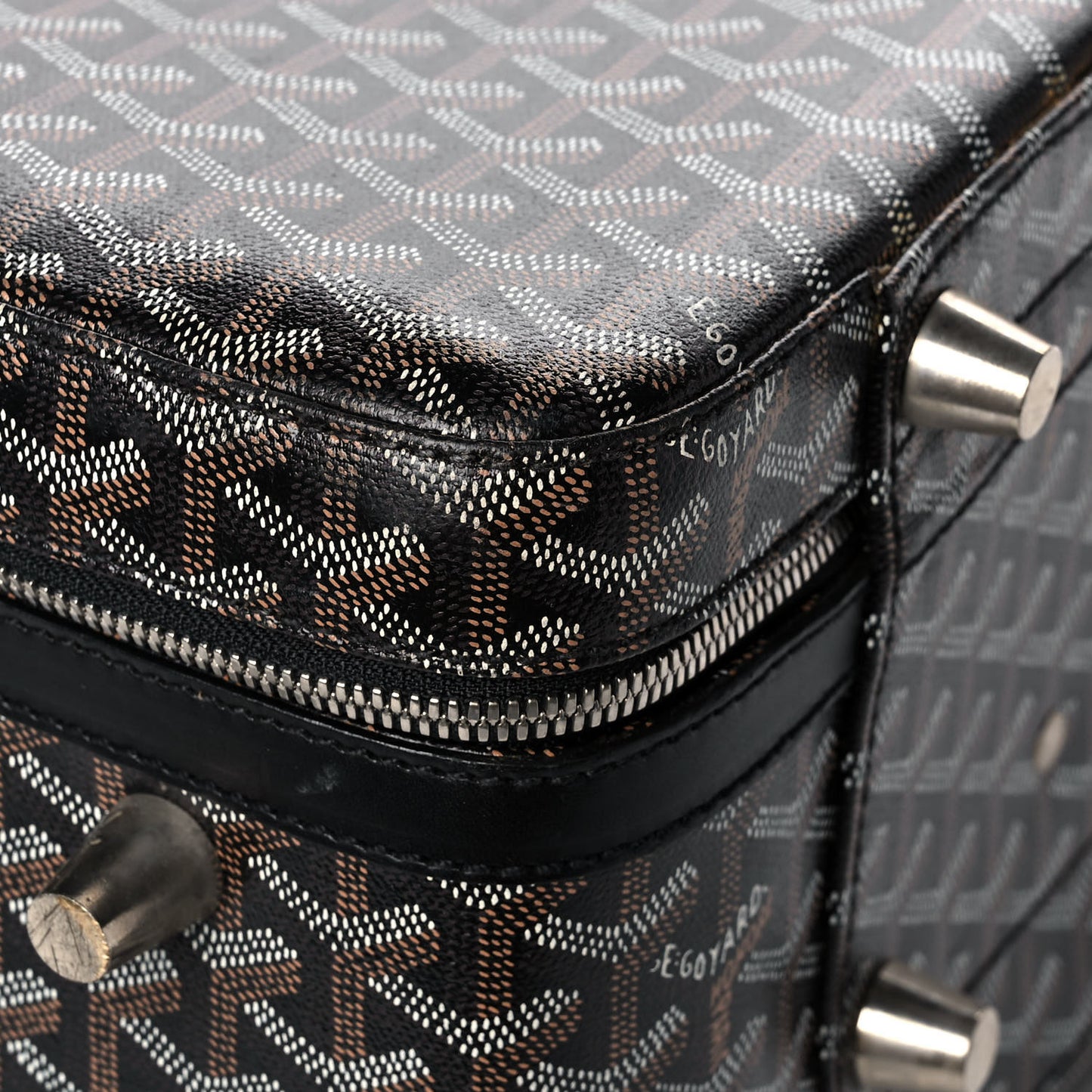 Goyardine Rolling Suitcase Trolley PM Black
