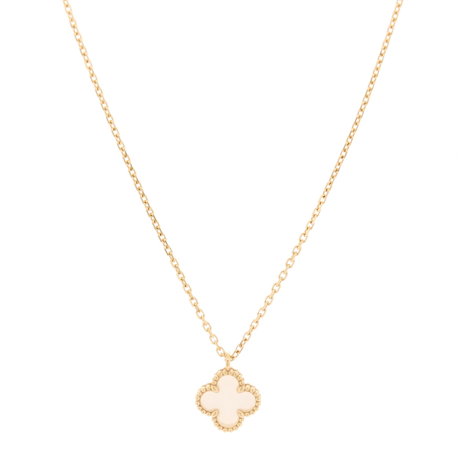 Van Cleef & Arpels 18K Yellow Gold Mother of Pearl Sweet Alhambra Pendant Necklace 3 of 7