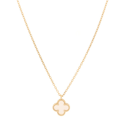 Van Cleef & Arpels 18K Yellow Gold Mother of Pearl Sweet Alhambra Pendant Necklace 3 of 7