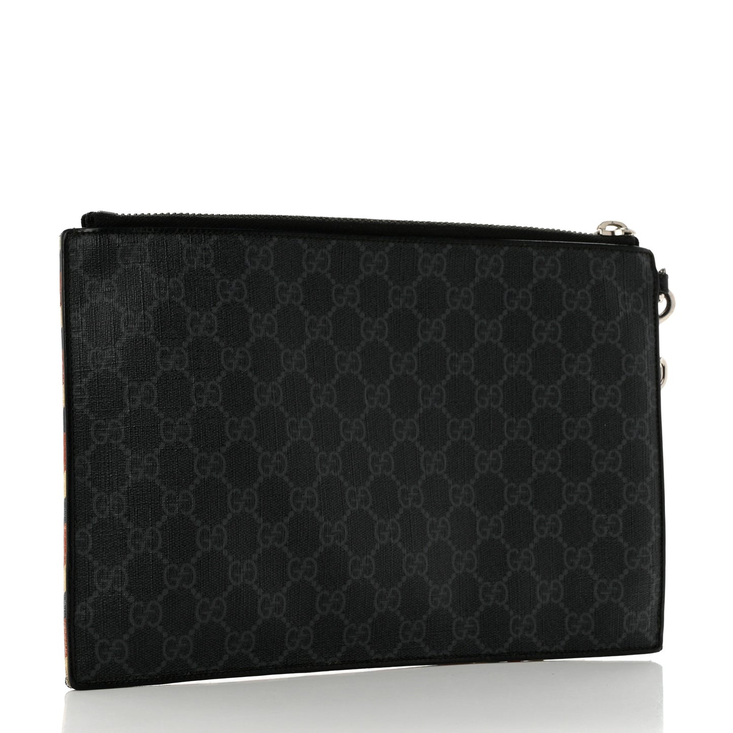 GG Supreme Monogram Night Courrier Zip Wristlet Pouch Black Multicolor