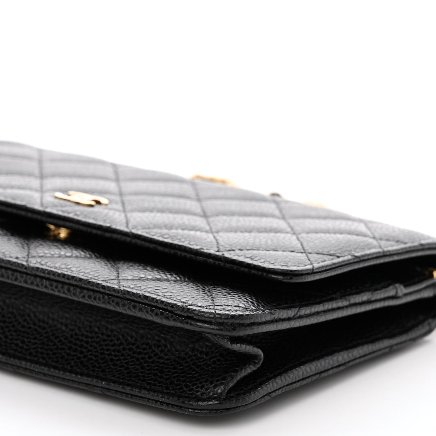 Caviar Quilted Wallet on Chain WOC Black