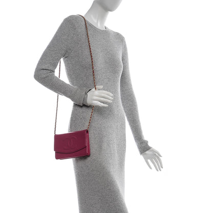 Chanel Caviar Timeless CC Wallet On Chain WOC Dark Fuchsia 2 of 9