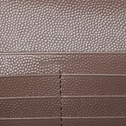 Saint Laurent Grain De Poudre Matelasse Chevron Monogram Flap Wallet Taupe 7 of 9