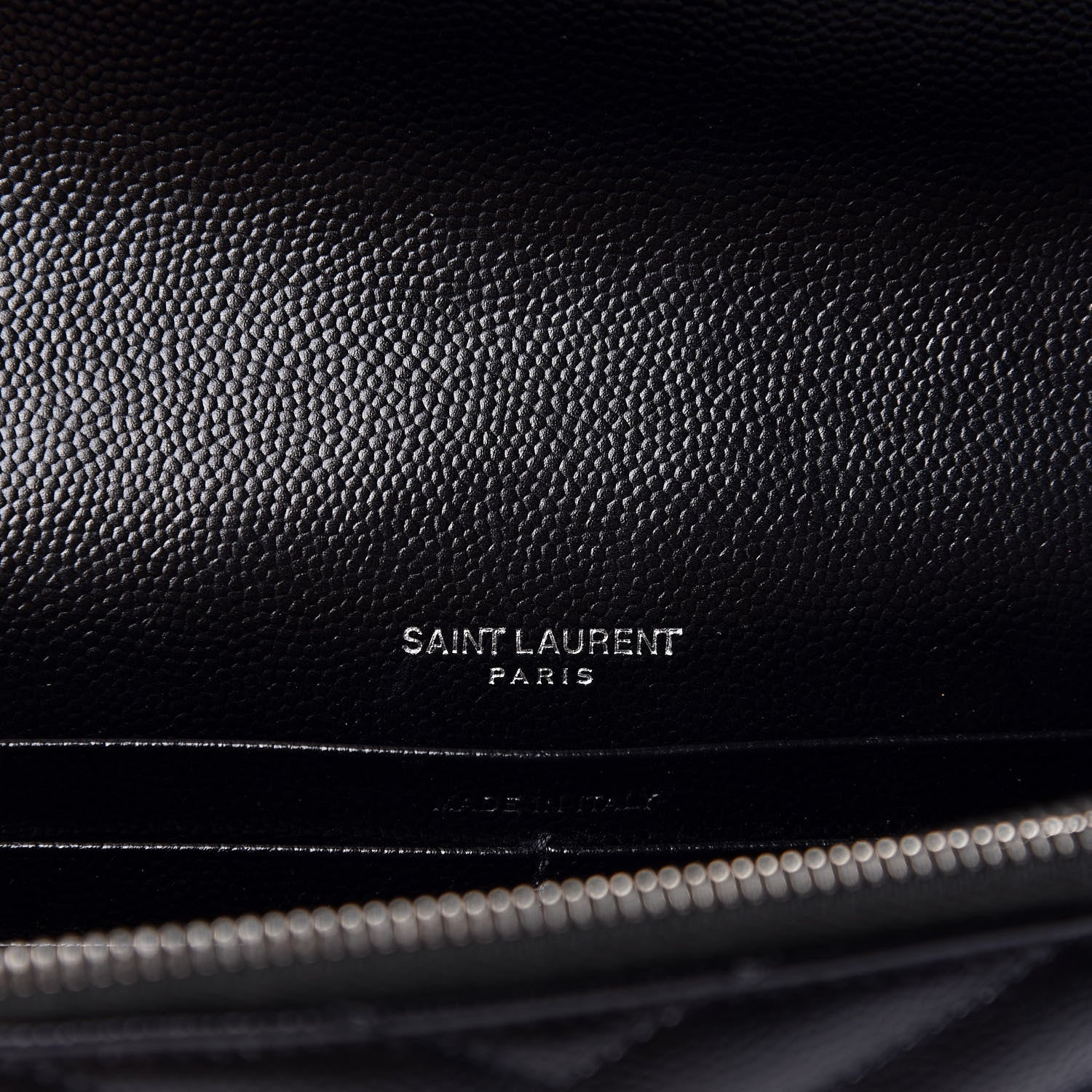 Saint Laurent Grain De Poudre Matelasse Chevron Monogram Envelope Chain Wallet Black 7 of 9