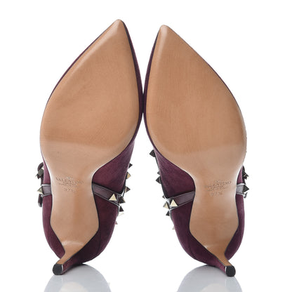 Valentino Garavani Suede Rockstud Double Buckle 100mm Ankle Boots 37.5 Rubin 5 of 7