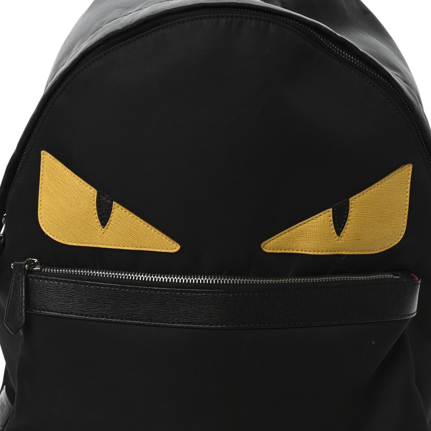 Fendi Nylon Vitello Elite Monster Eyes Rounded Backpack Black