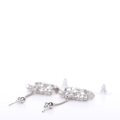 Chanel Baguette Crystal CC Drop Earrings Silver 3 of 4