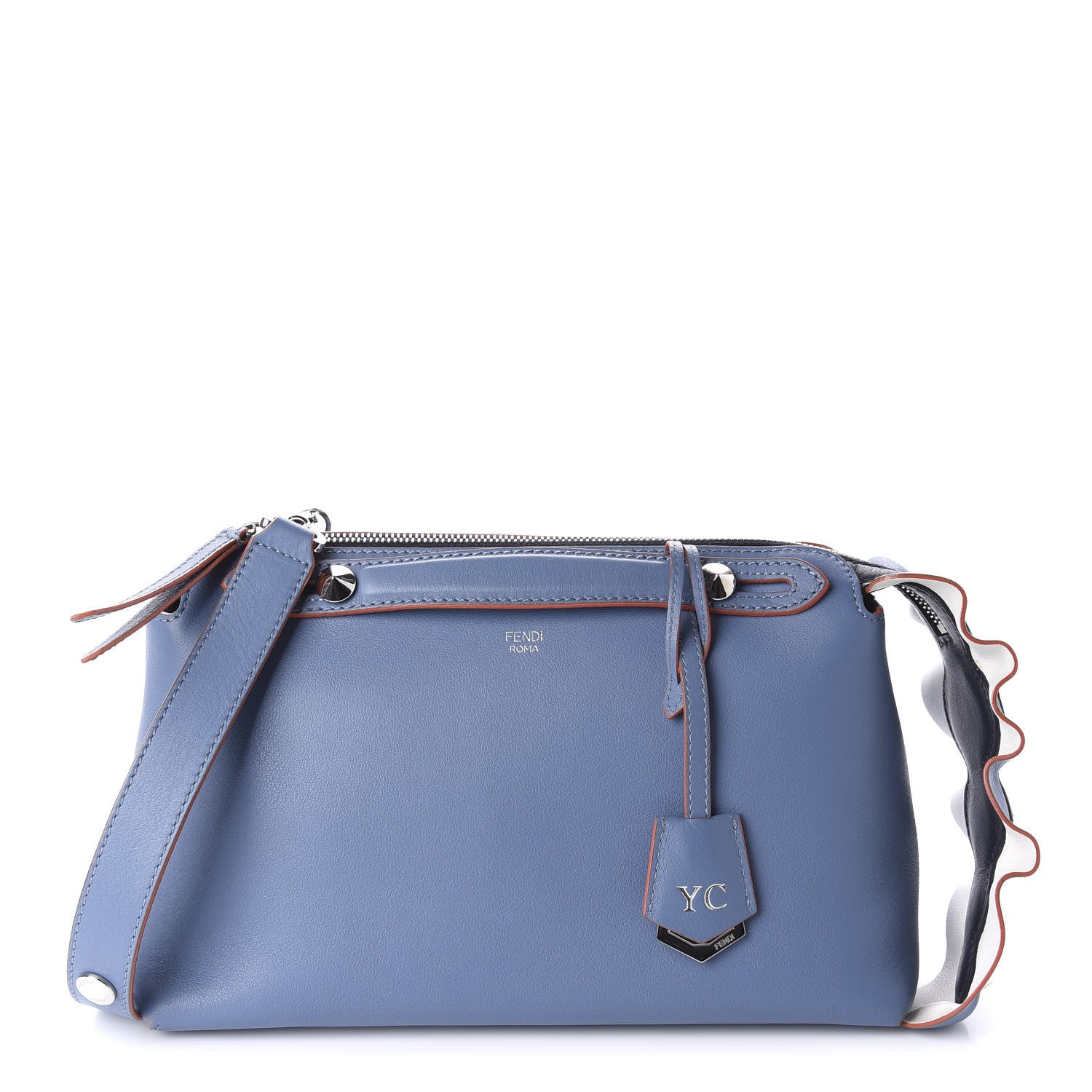 Fendi Vitello Dolce Waves Croc Tail Studded Medium By The Way Boston Bag Ceruleo Multicolor 1 of 11