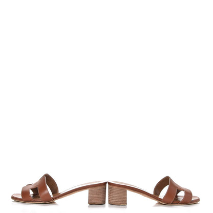 Hermes Calfskin Oasis Sandals 37.5 Gold 6 of 12