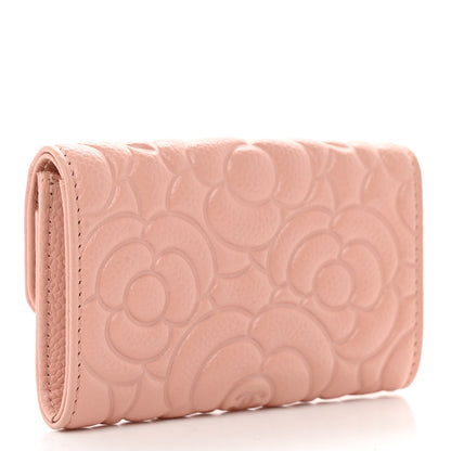 Chanel Caviar Camellia Embossed Card Holder Wallet Pink 3 of 9