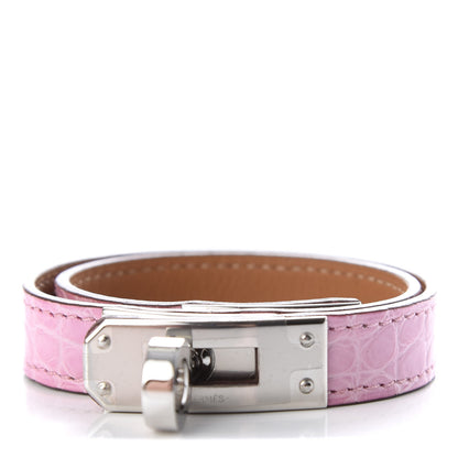 Hermes Matte Alligator Kelly Double Tour Bracelet T2 5P Pink 1 of 6