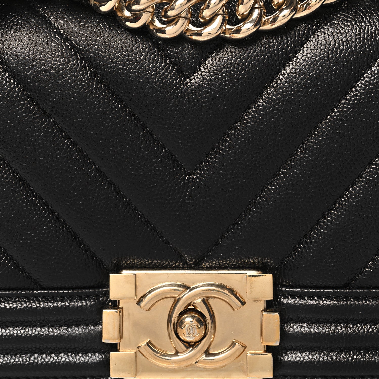 Chanel Caviar Chevron Quilted Small Boy Flap Black 9 of 11