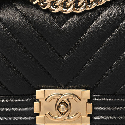 Chanel Caviar Chevron Quilted Small Boy Flap Black 9 of 11