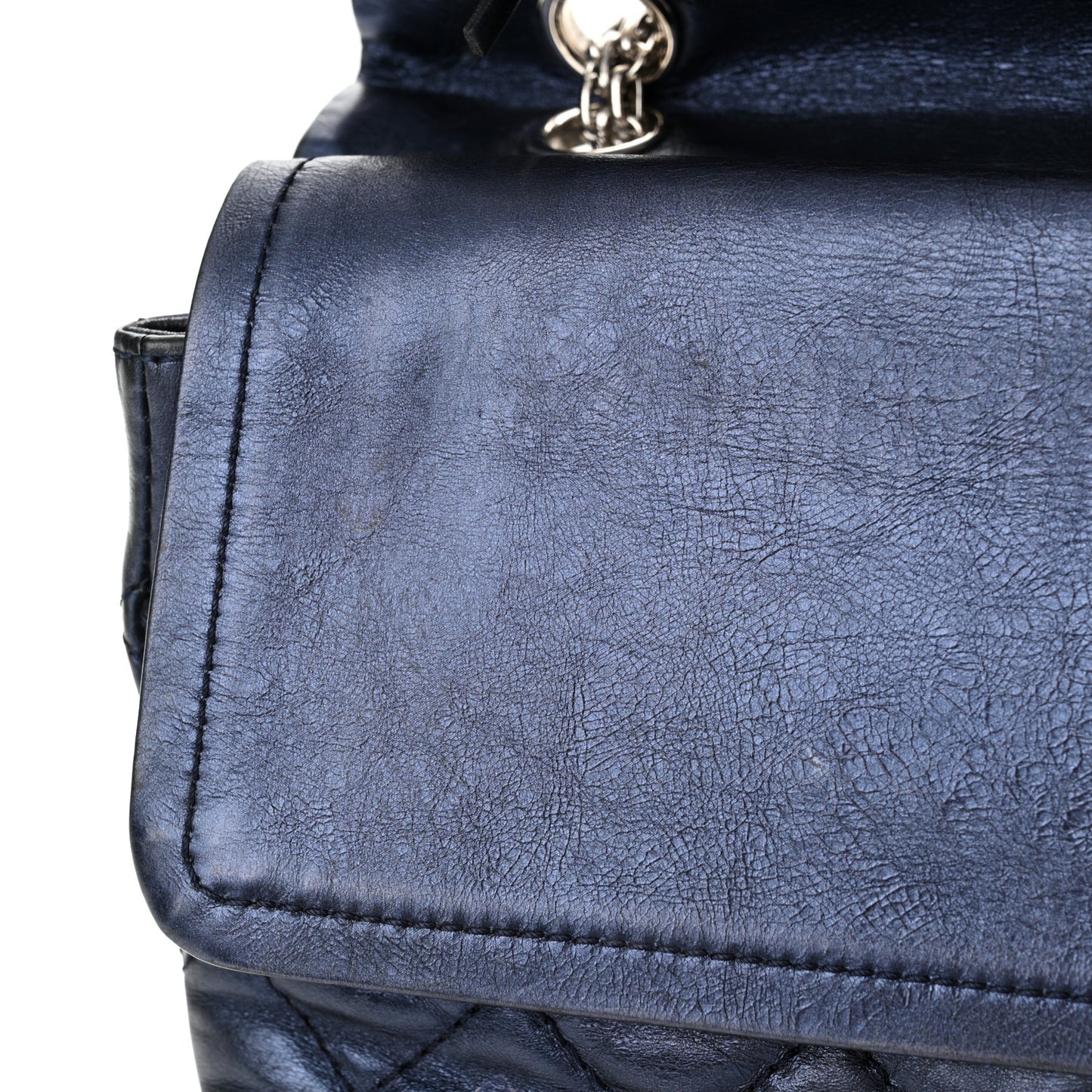 Metallic Aged Calfskin Quilted 2.55 Reissue 227 Flap Blue
