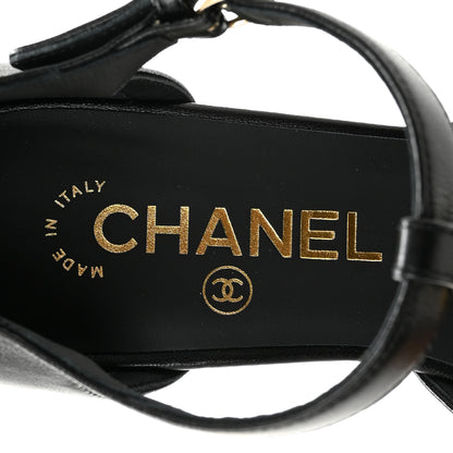 Chanel Lambskin Grosgrain Cap Toe Pearl CC Mary Jane Flats 36 Black 7 of 10
