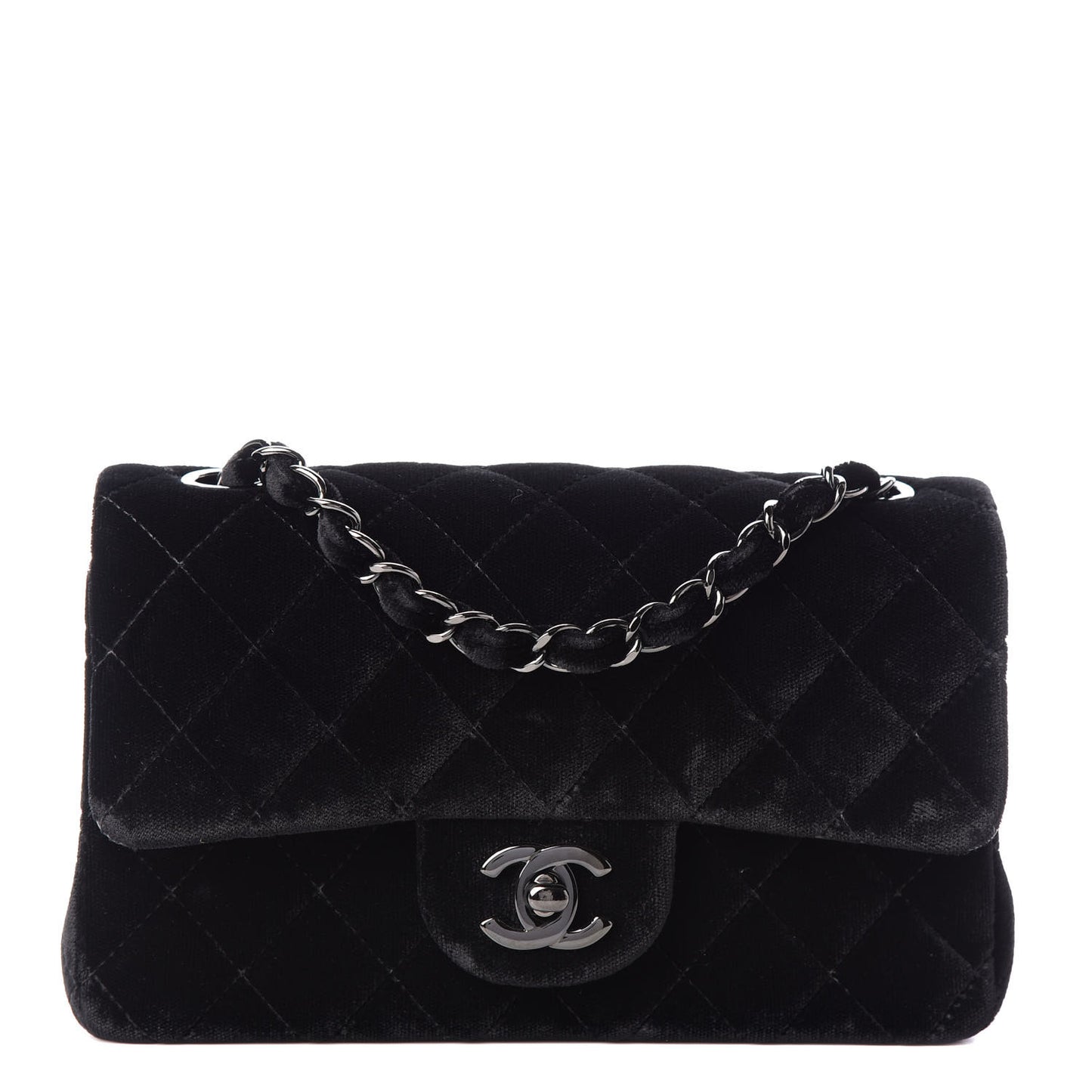 Velvet Quilted Mini Rectangular Flap So Black