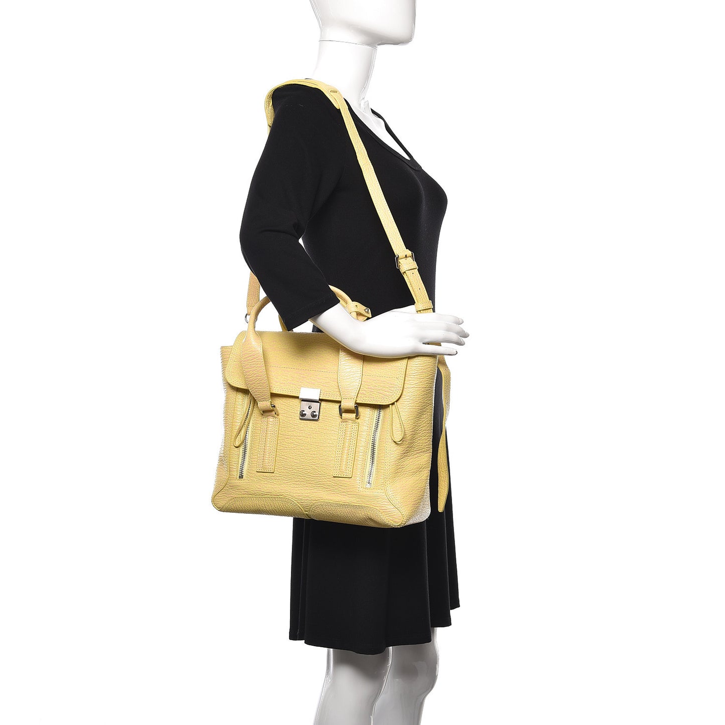 3.1 Textured Calfskin Medium Pashli Satchel Pollen Buff